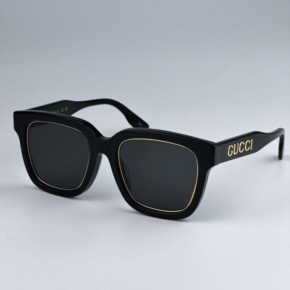 NEW Gucci GG1136SA 001 Black/Gold Grey Square Women Sunglasses GG 1136SA - Picture 6 of 14